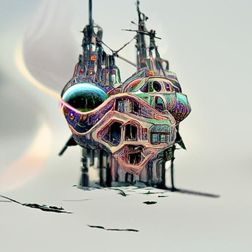 Weird Buildings Float in Sky: Surreal Digital Art