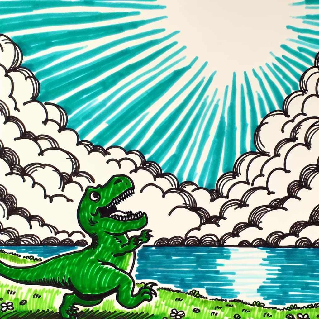 Prehistoric Adventure as Hand-Drawn Sharpie Art