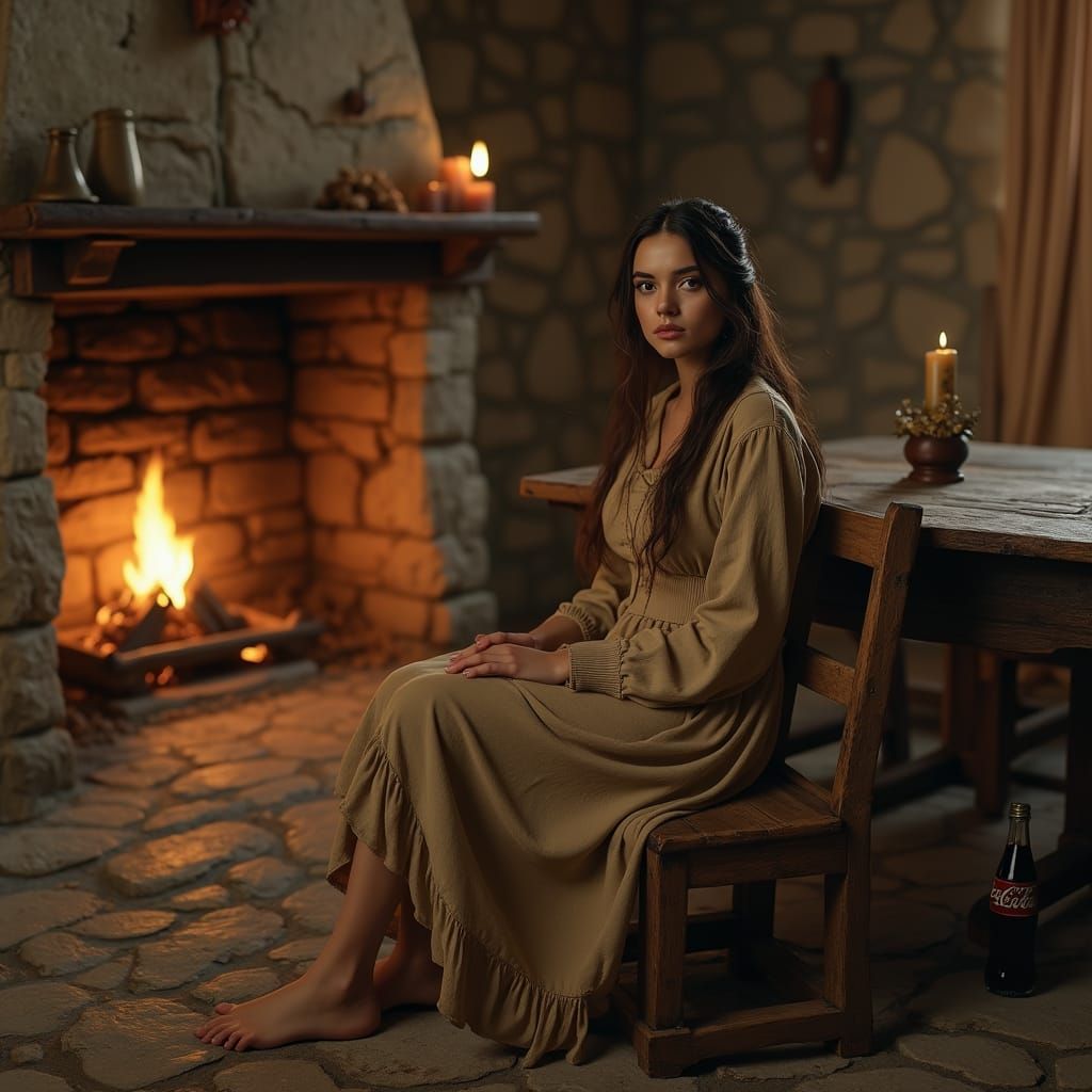 Medieval Woman in Contemplation, Inspired by Realism