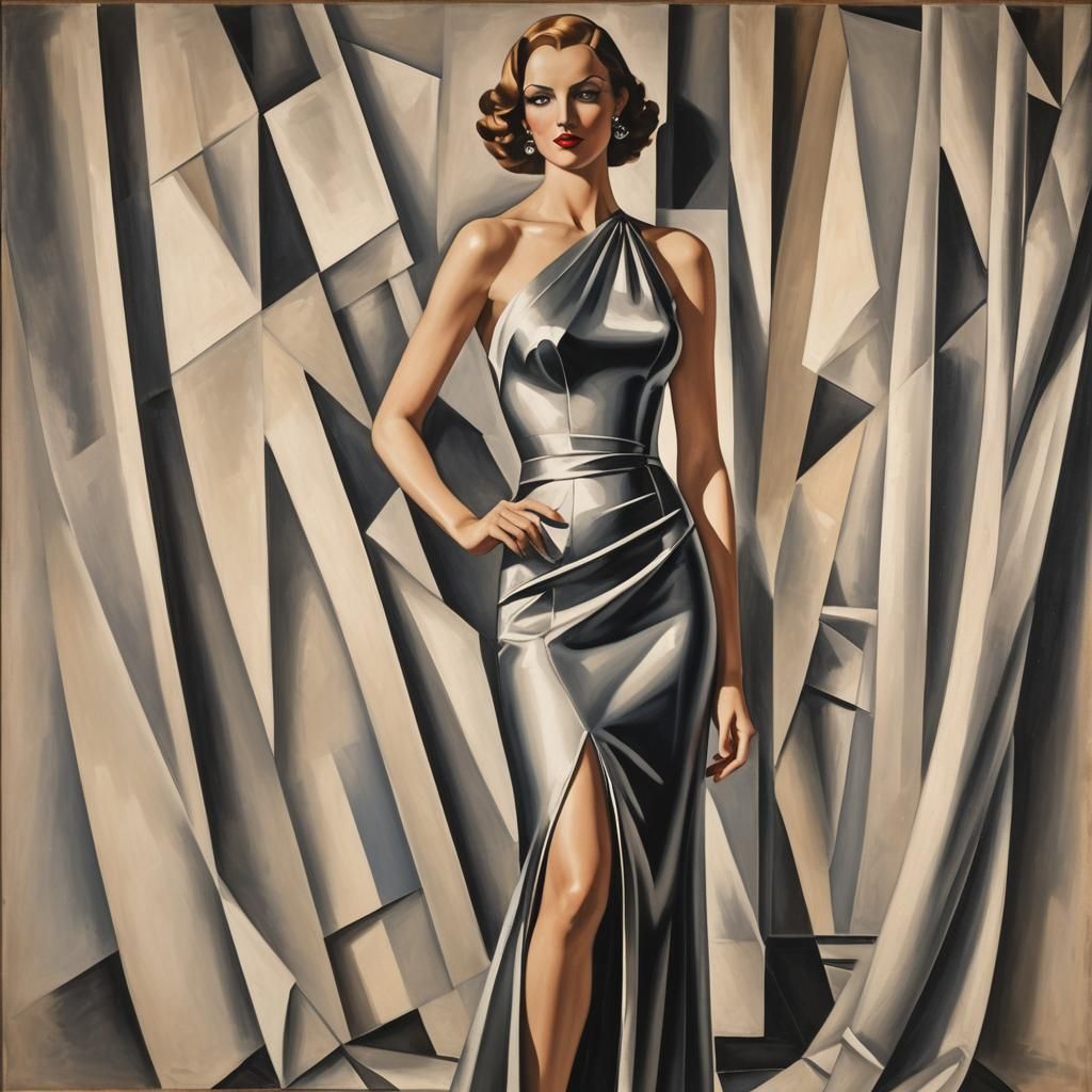 Elegant Woman in Art Deco Style Interior