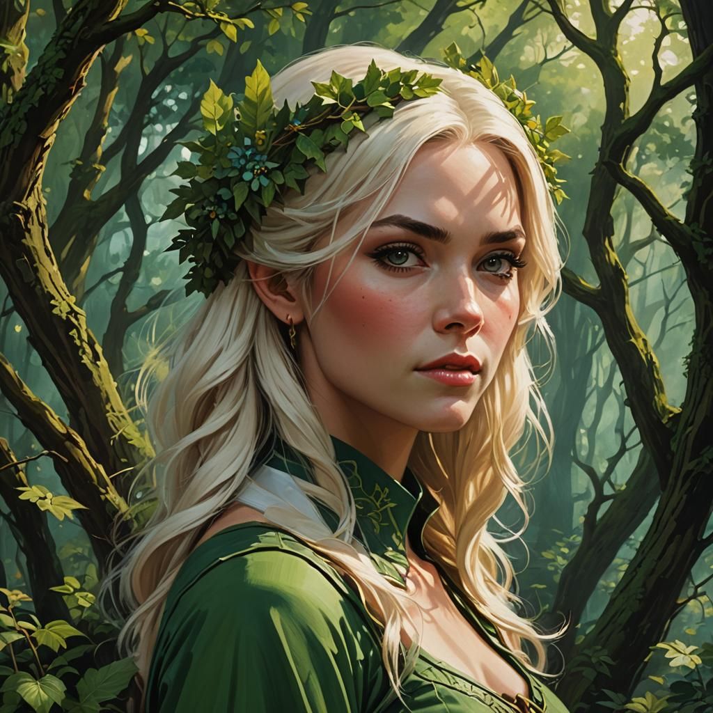 Gwen in the Greenwood: 1970s Fantasy Portrait