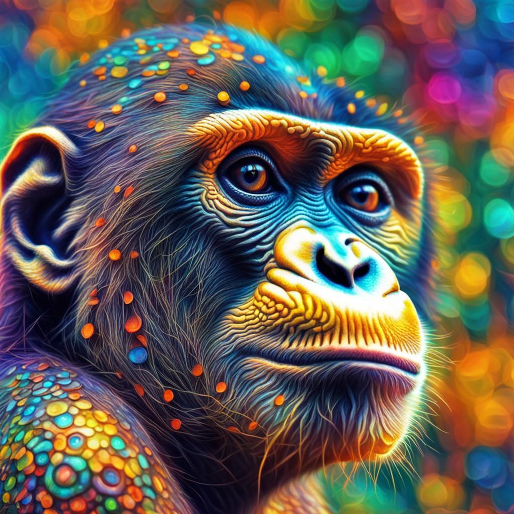 Simian in Deepdream Wildlife Photography Style