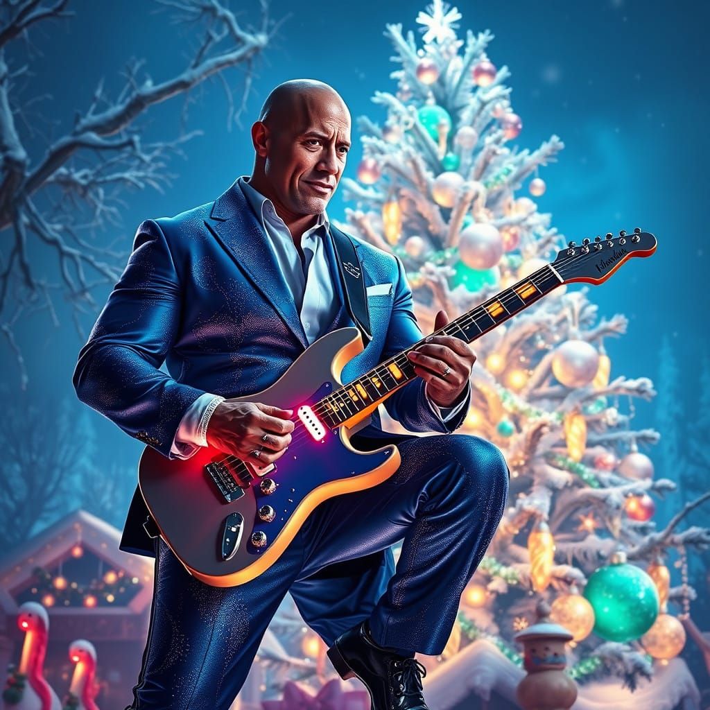 The Rock Shreds Around a Glowing Christmas Tree