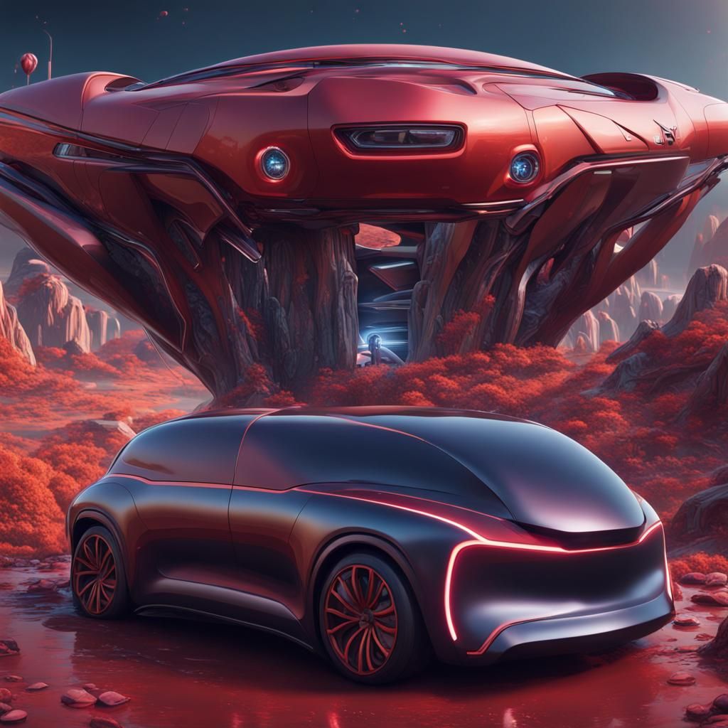 Futuristic Car Advertisement in Detailed Matte Painting