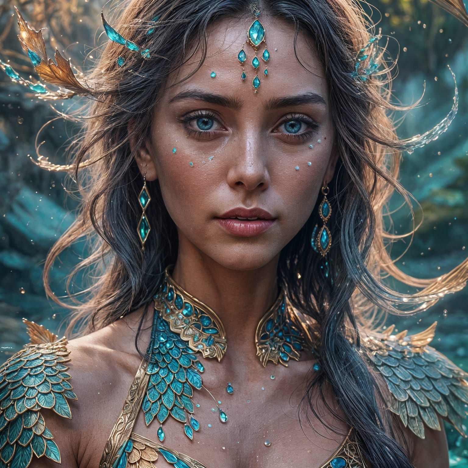 Woman Surrounded by Water: Fantasy Art