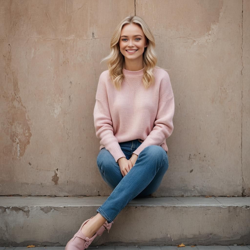 Blonde Girl Portrait in Editorial Fashion Style