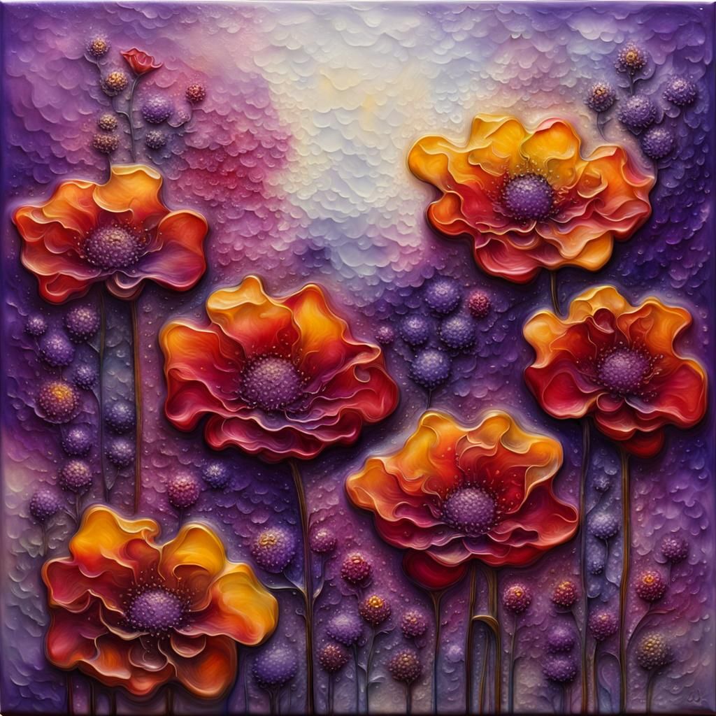 Luminous Four-Dimensional Flowers in Encaustic Painting