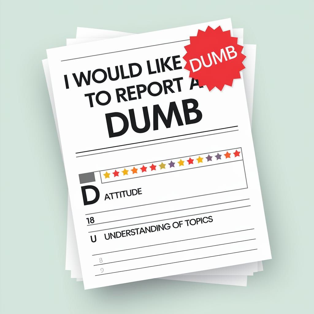 Failing Report Card with a DUMB Sticker