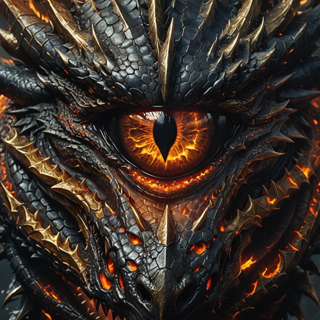 Demonic Dragon Eye in Dark Fantasy Style