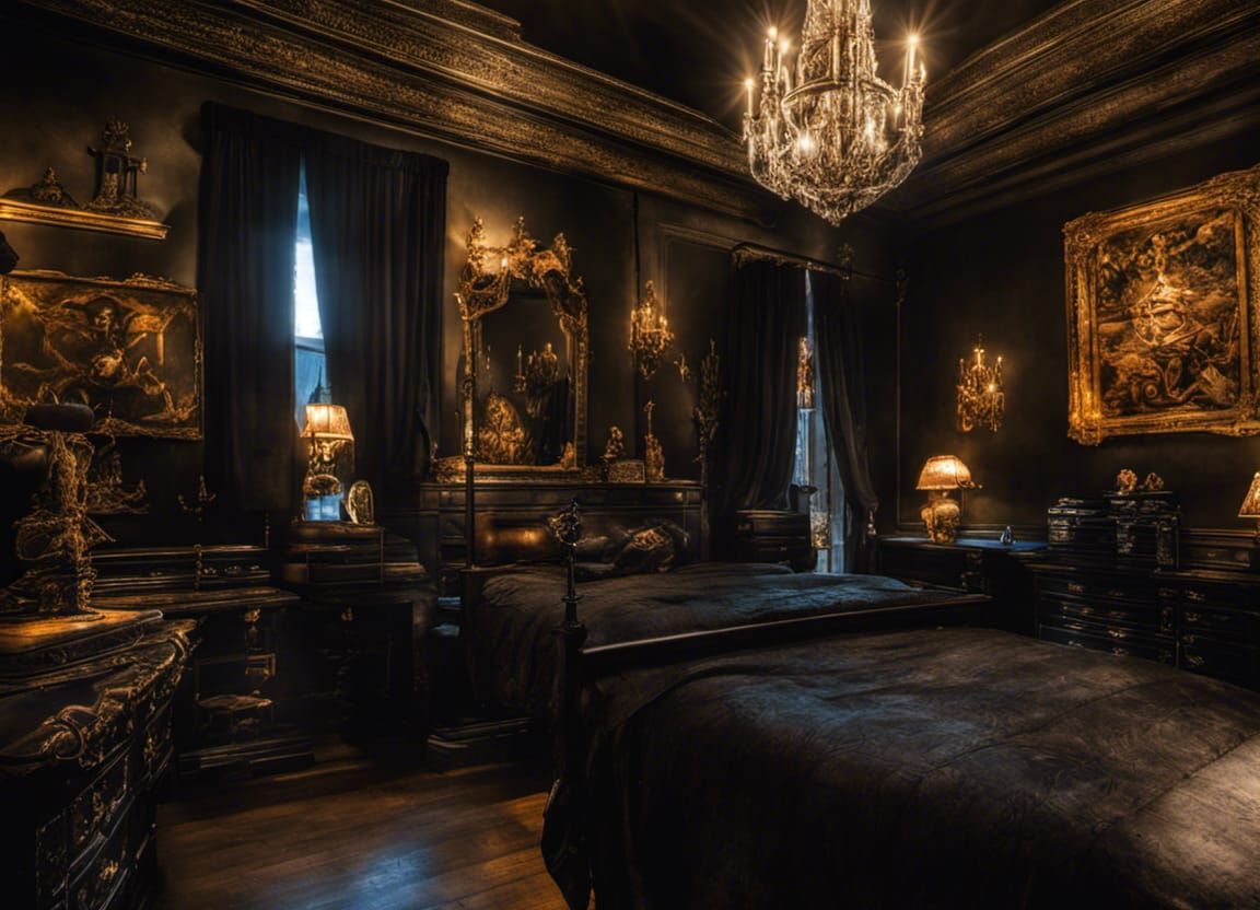 Norwegian Black Metal Bedroom in Hyperrealistic Style