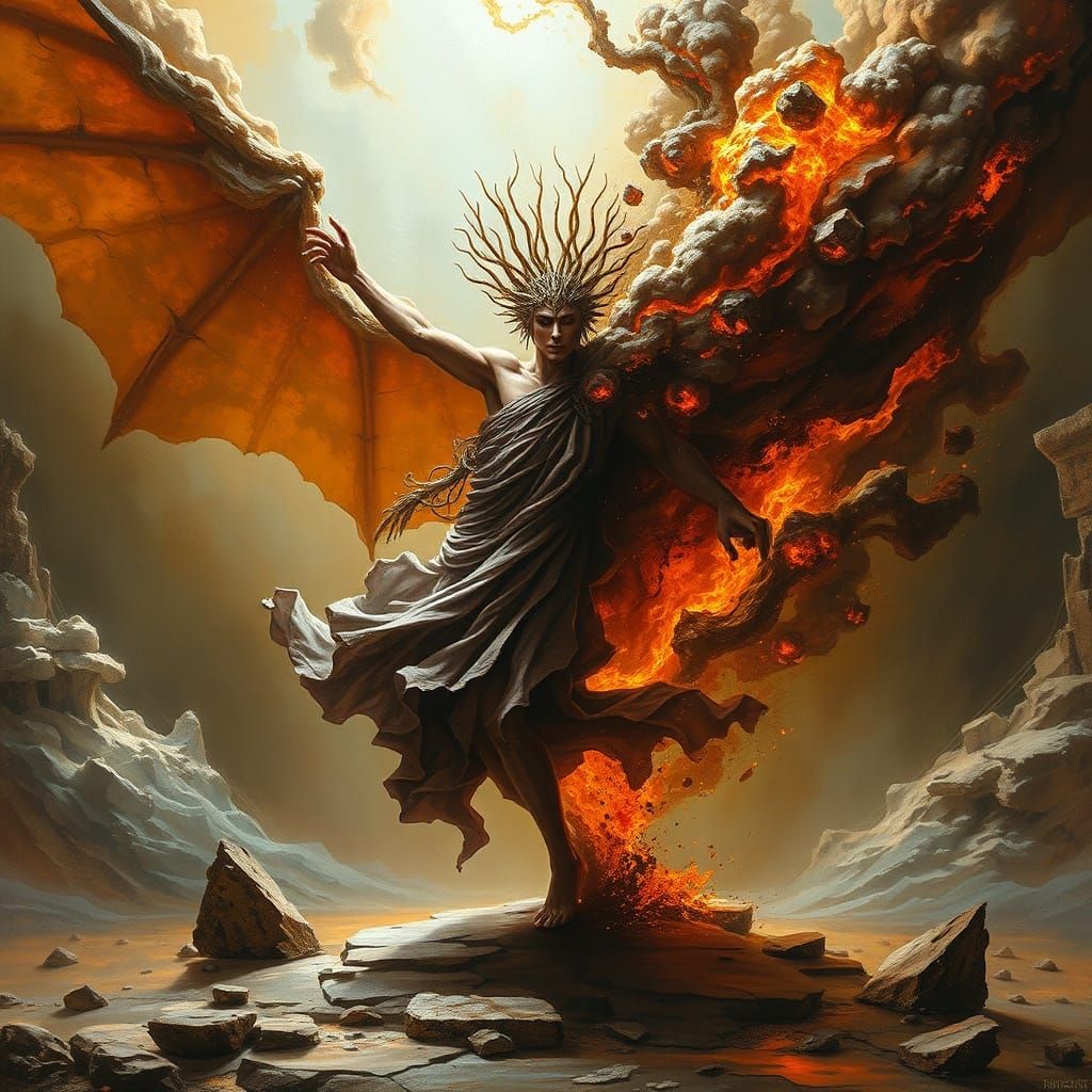 Figure Dancing Creation Destruction Cycle Impasto Oil Painti...