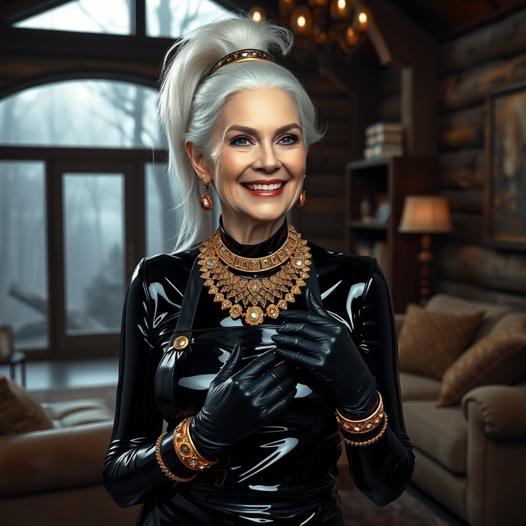 Elegant Woman in Gold Jewelry: Syd Mead Inspired