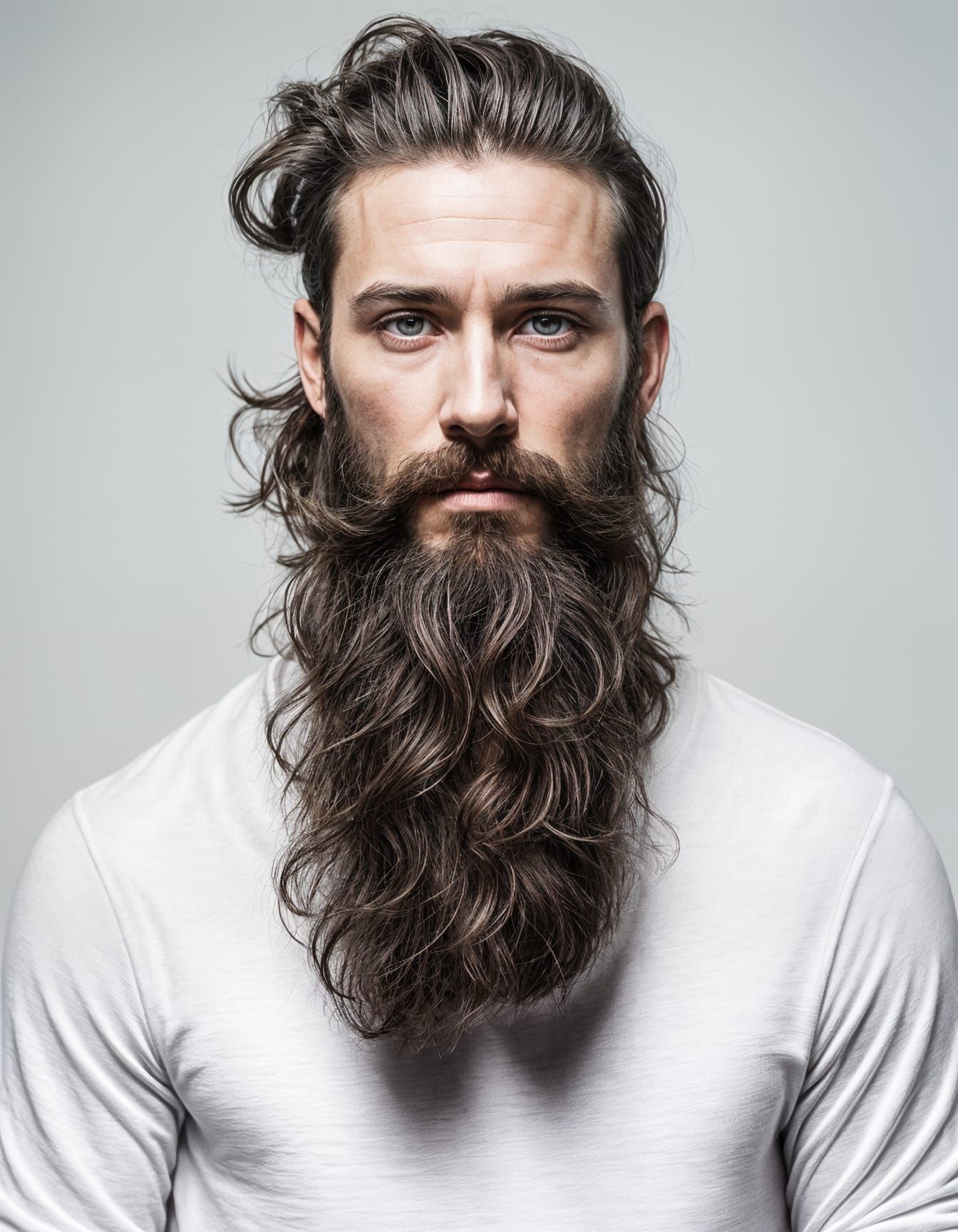 Minimalist Portrait of Man with Long Hairstyle