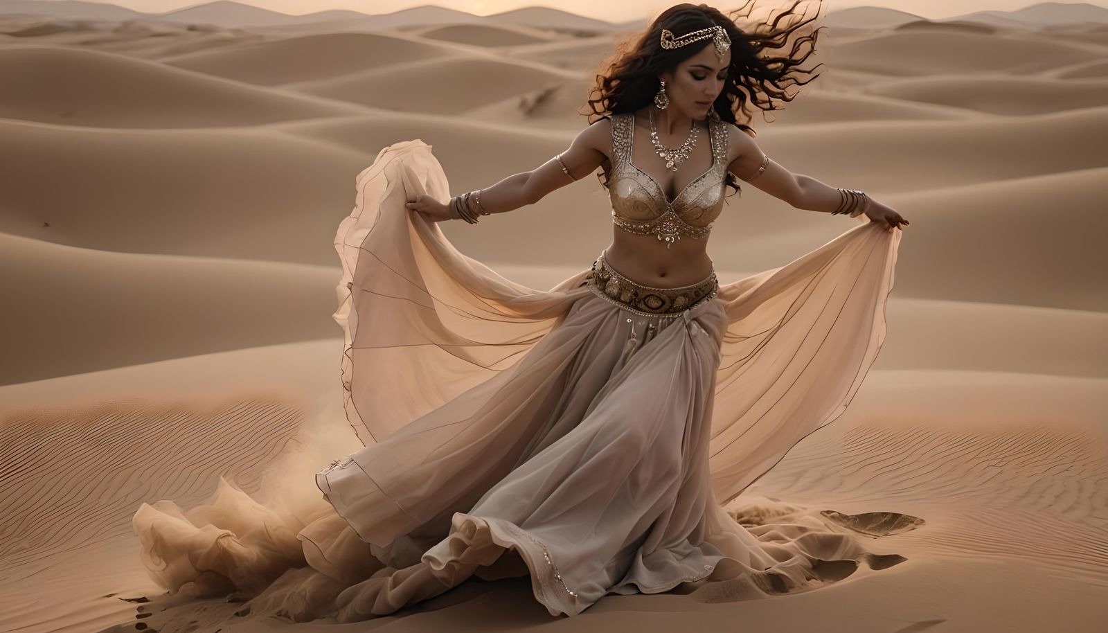 Arabian Belly Dancer at Sunrise