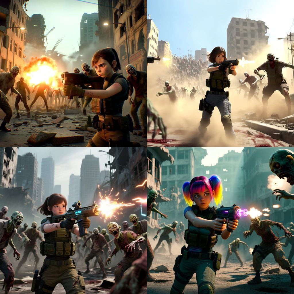 Cute Girl Shoots Zombies in Apocalyptic City