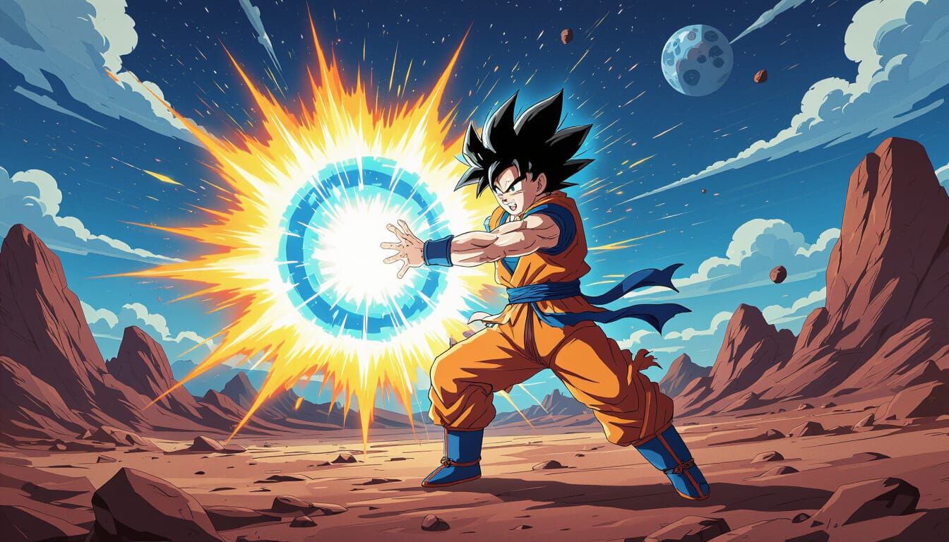 Super Saiyan God Goku Charging Kamehameha Blast