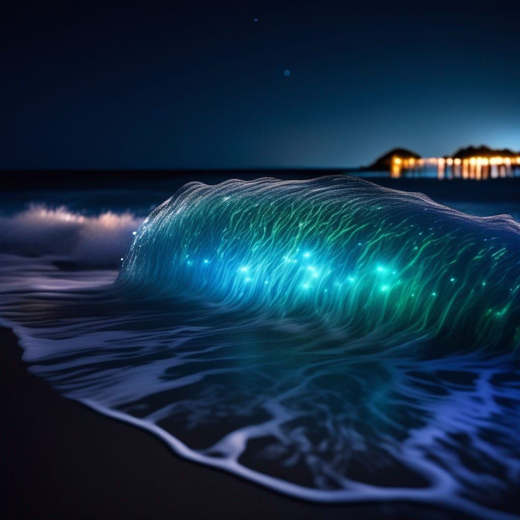 Bioluminescent Wave at Night: Award-Winning Photography
