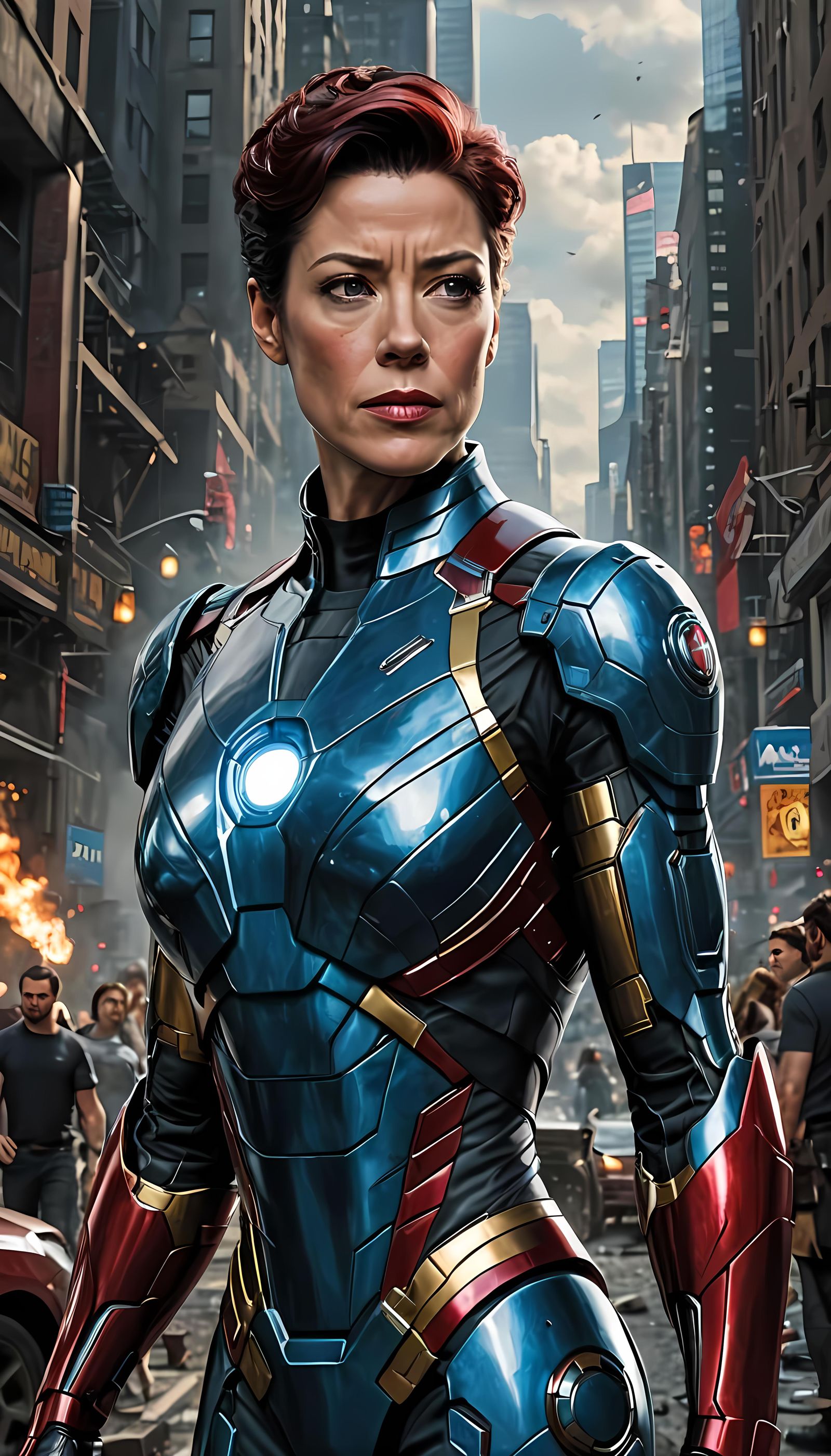 Hannah Waddingham as Female Iron Man in Armor