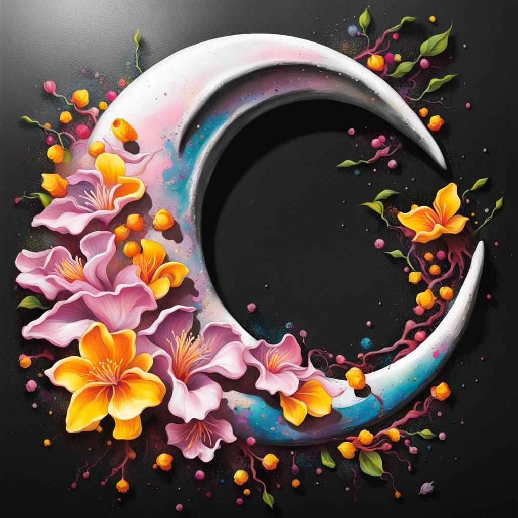 Honeysuckle Moon in Graffiti Splash Art Style