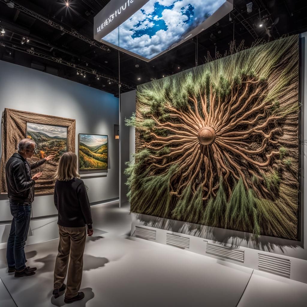 Hyperrealistic Art Exhibit with Intricate Details