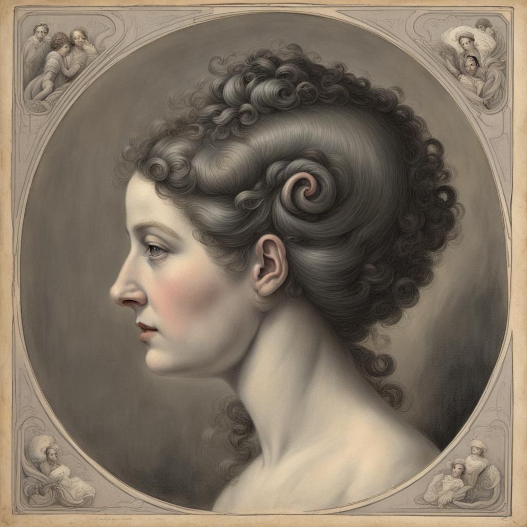 Eerie Woman Portrait in Art Nouveau Style