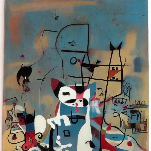 Surreal Girl with Cat in Whimsical Morning Dreamscape