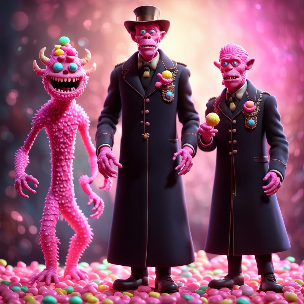 Candy Monster Portrait in Disney Cartoon Style