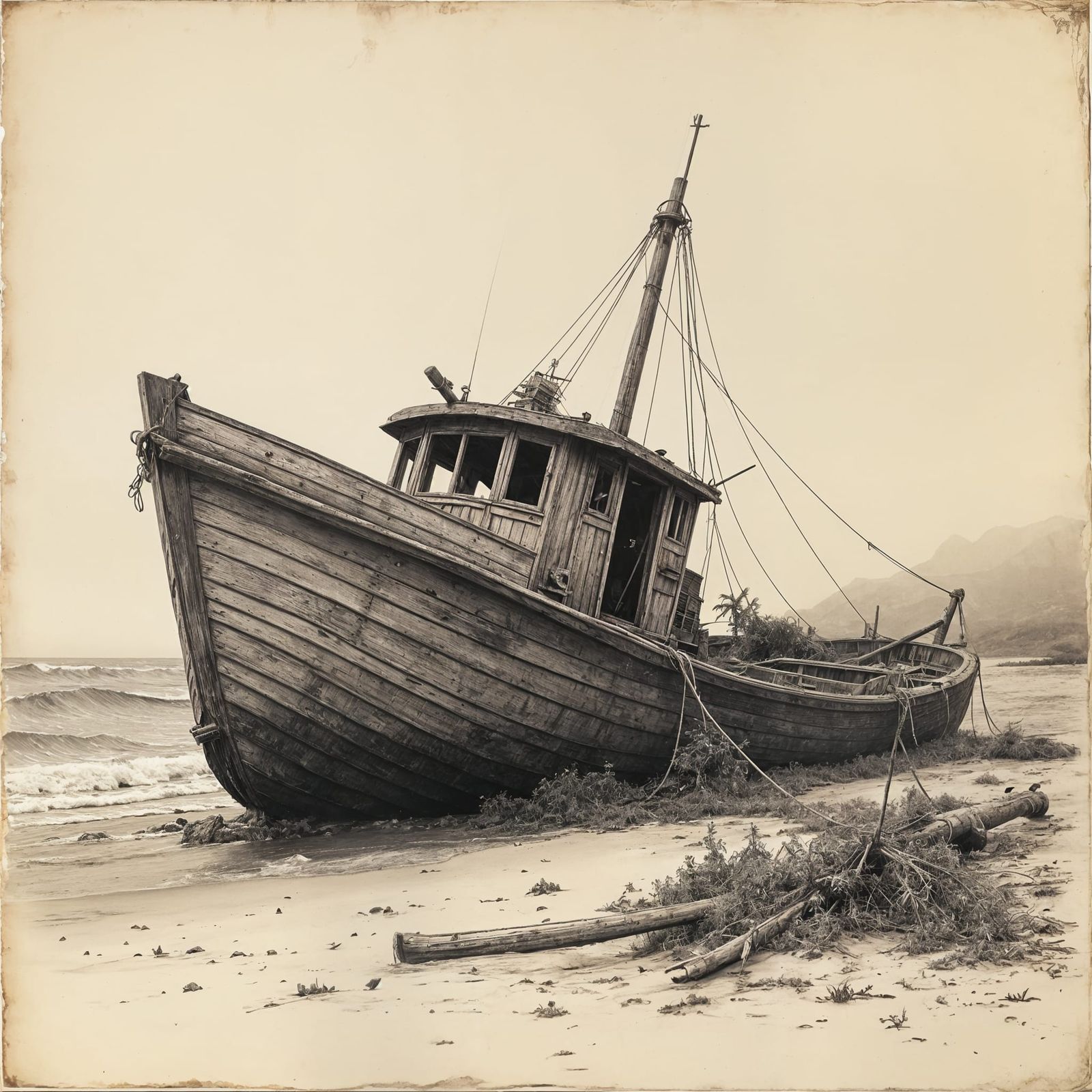 Vintage Shrimp Boat Wreck on Pacific Island