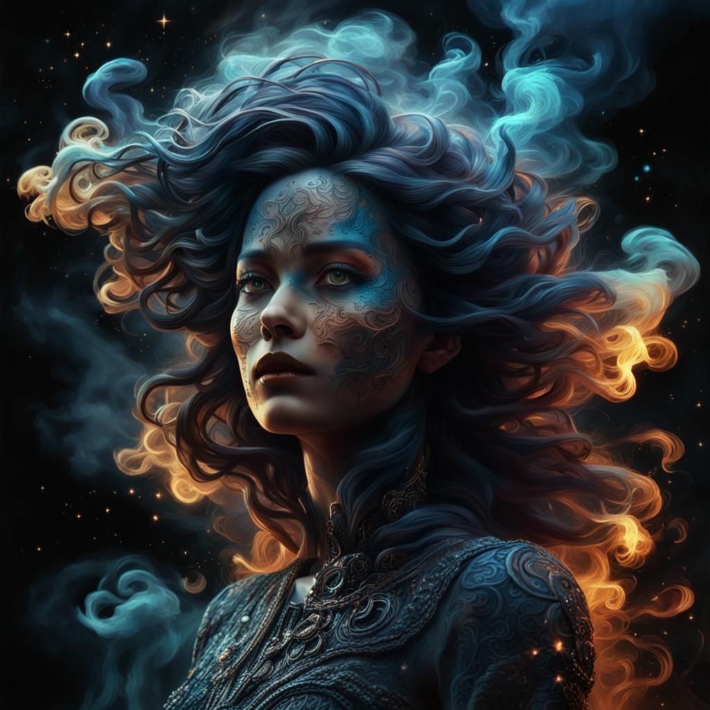 Shadow Woman with Starry Eyes: Fantasy Concept Art