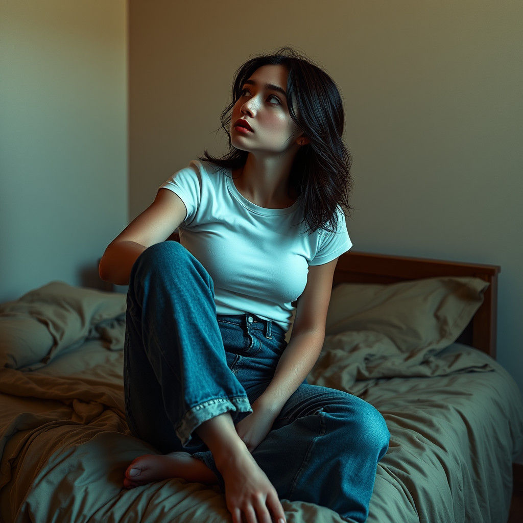 Introspective Woman in Realistic Matte Painting Style