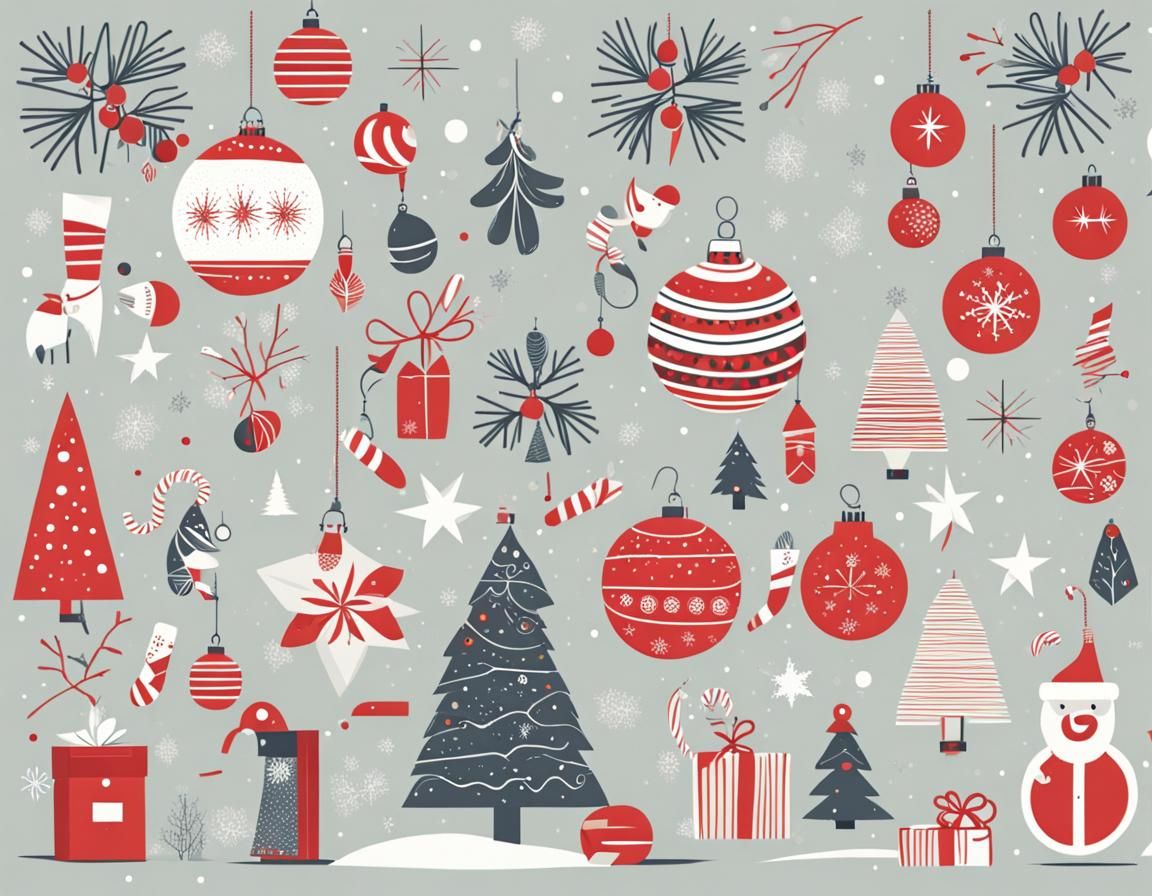 Festive Christmas Scene in Abstract Style