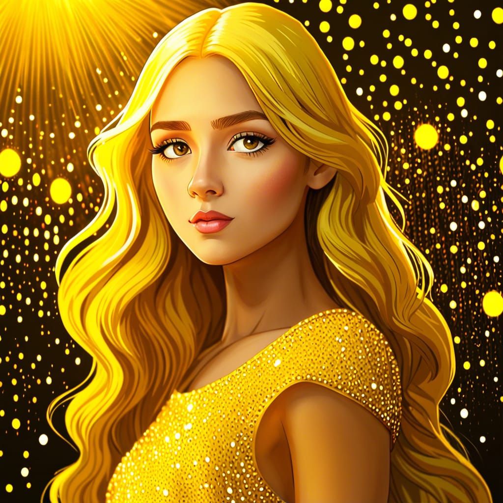 Anime Style Teenage Girl in Yellow Dress
