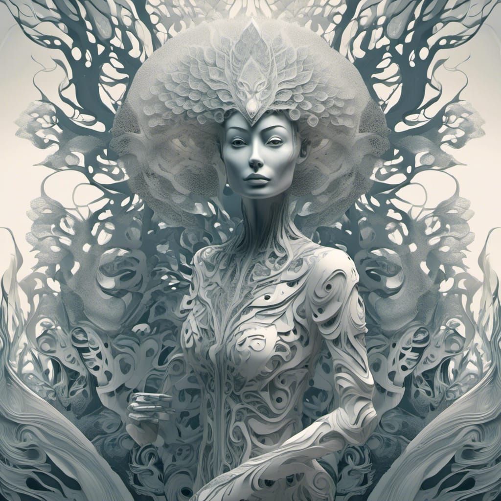 Scandinavian Forest Humanoid in Zentangle Design