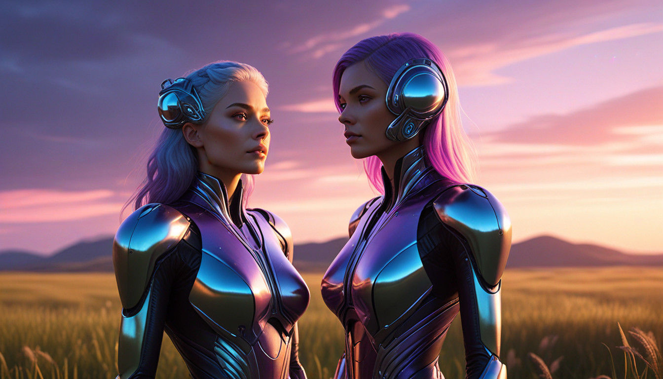 Surrealistic Futuristic Encounter with an Alien Woman