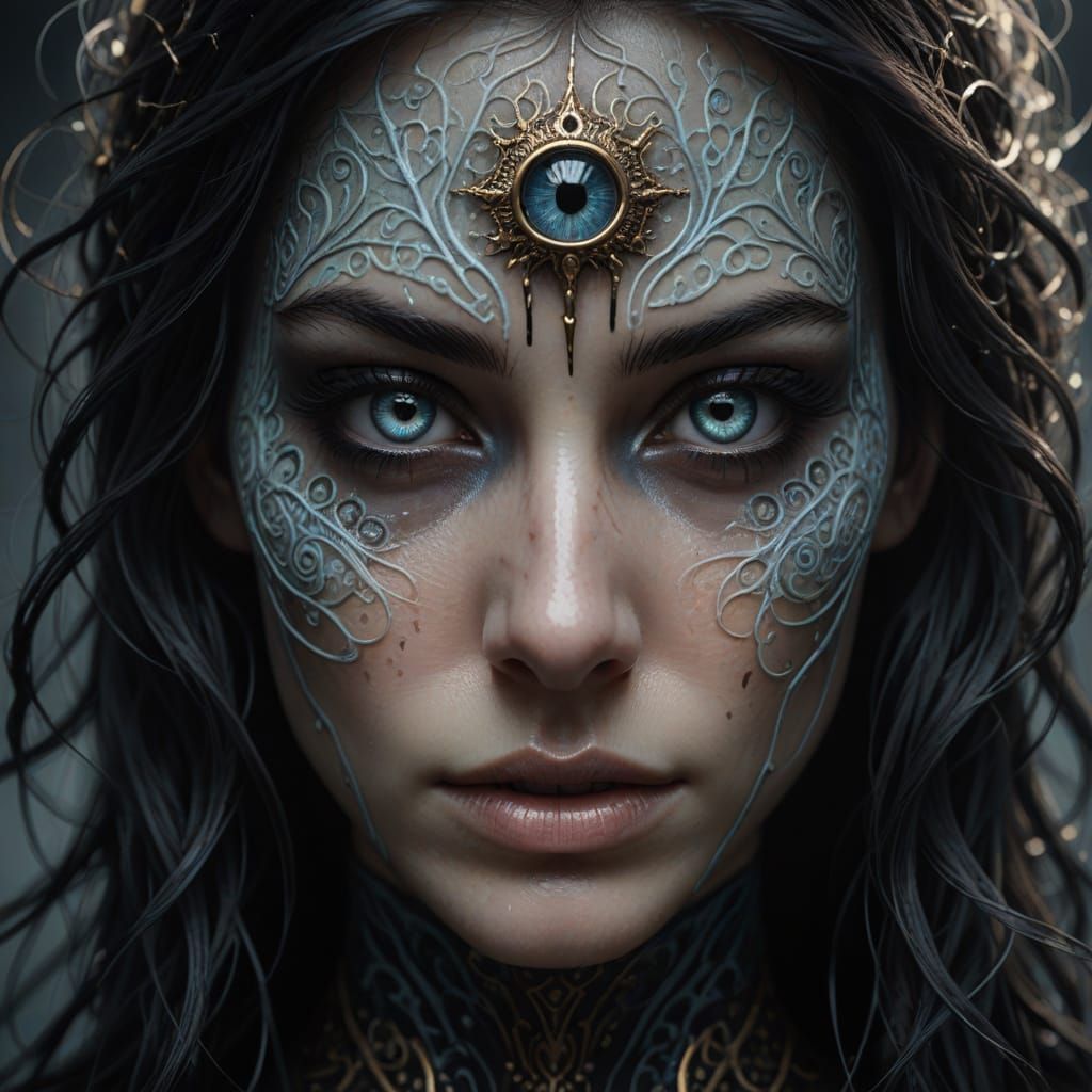 Dual-Faced Woman: White and Black Contrast Portrait