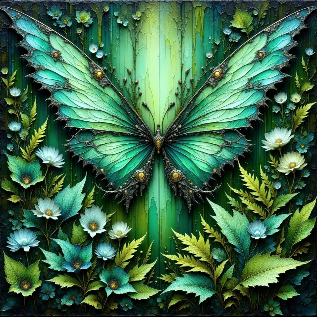 Fantasy Garden Scene in Impasto Oil Painting Style