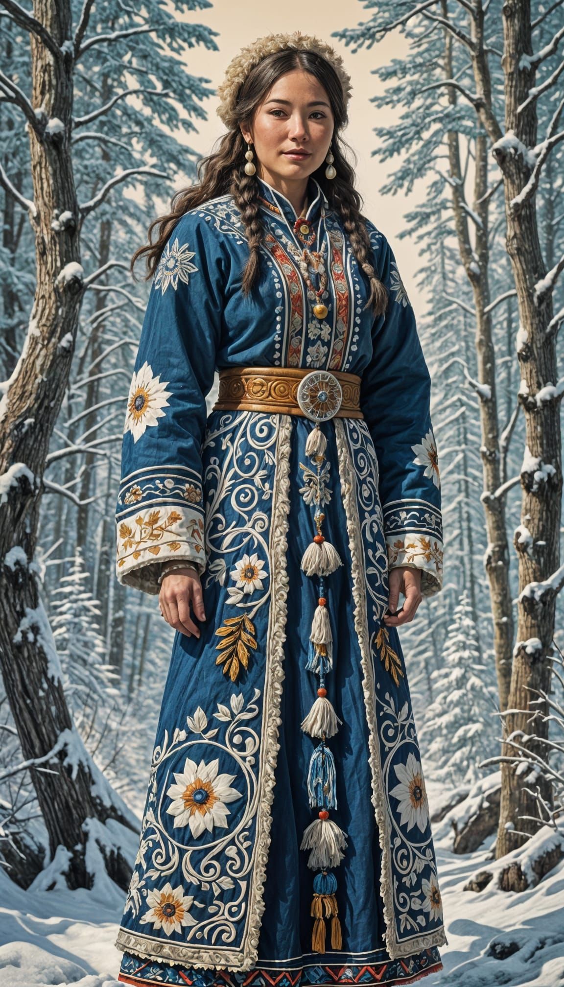 Alaska Native Woman Portrait in Traditional Folk Outfit