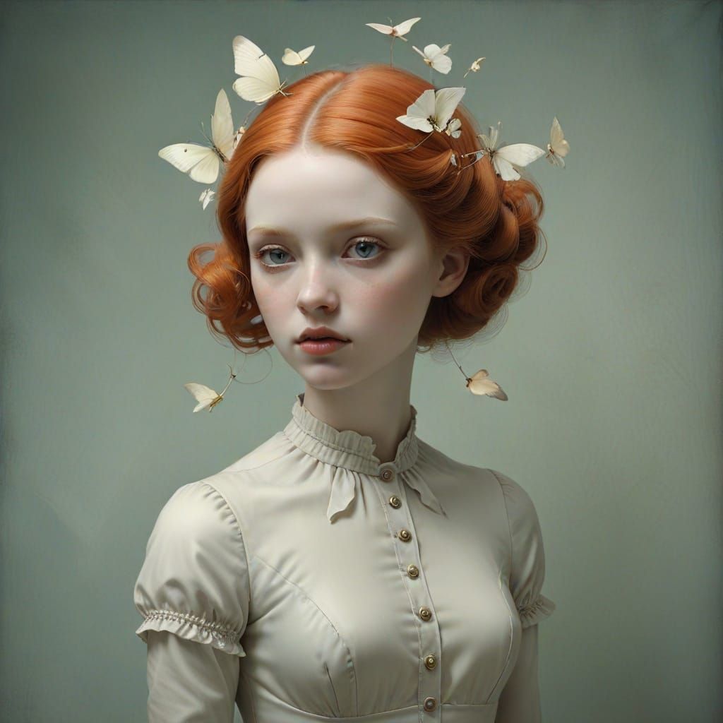 Portrait Surreal Three-quarter view, young Valya Harkonnen, Dreamlike lighting, Mixed Media, Amy Judd, Ray Caesar