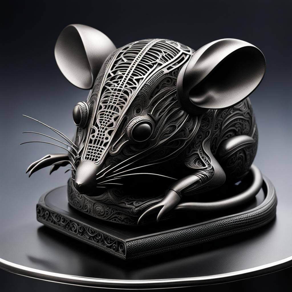 Mouse on Table in Dark Surrealist Style