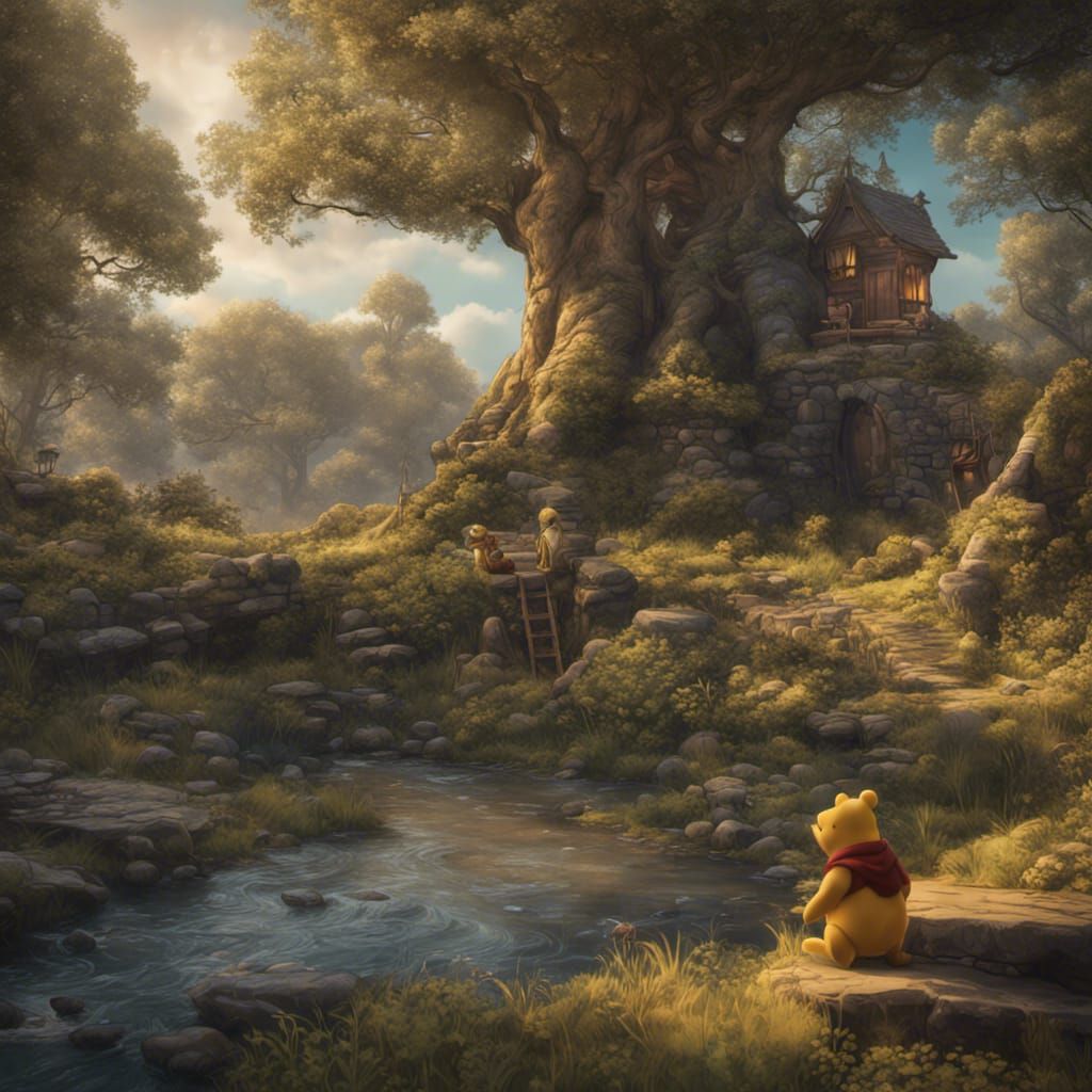Detailed Matte Painting of Winnie the Pooh