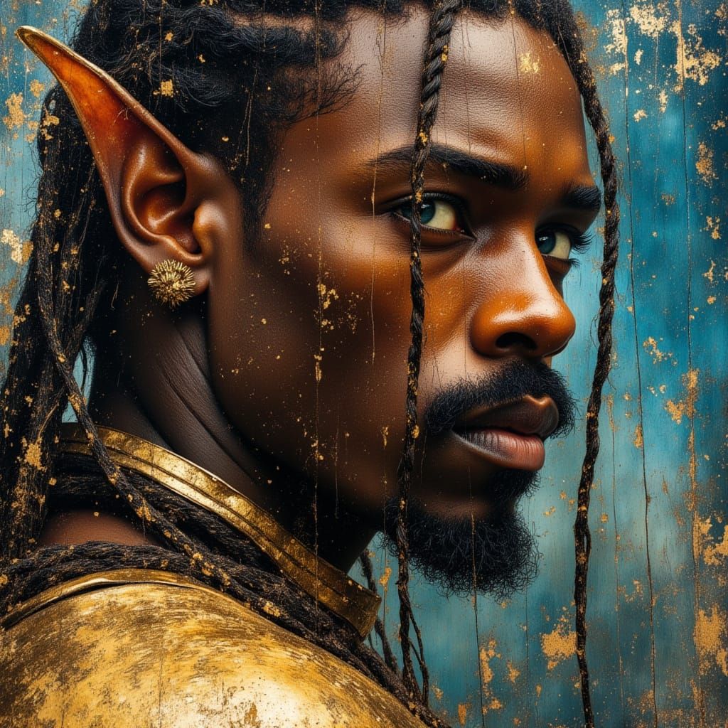 Idris Elba as Elven Warrior God in Cosmic Vogue Style
