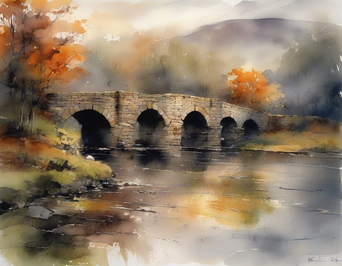 Breathtaking Scottish Highlands Bridge in Intricate Style