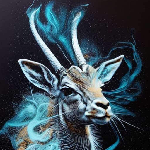 Chibi Gazelle Portrait in Inkblot Style