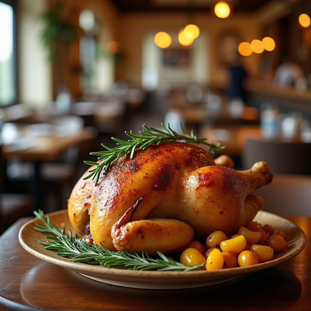 Roasted Chicken with Vegetables in Impressionistic Style