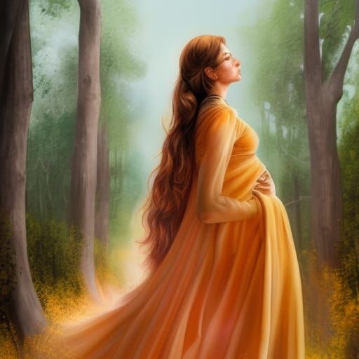 Sonam Kapoor Walking Through Autumn Forest, Acrylic Painting