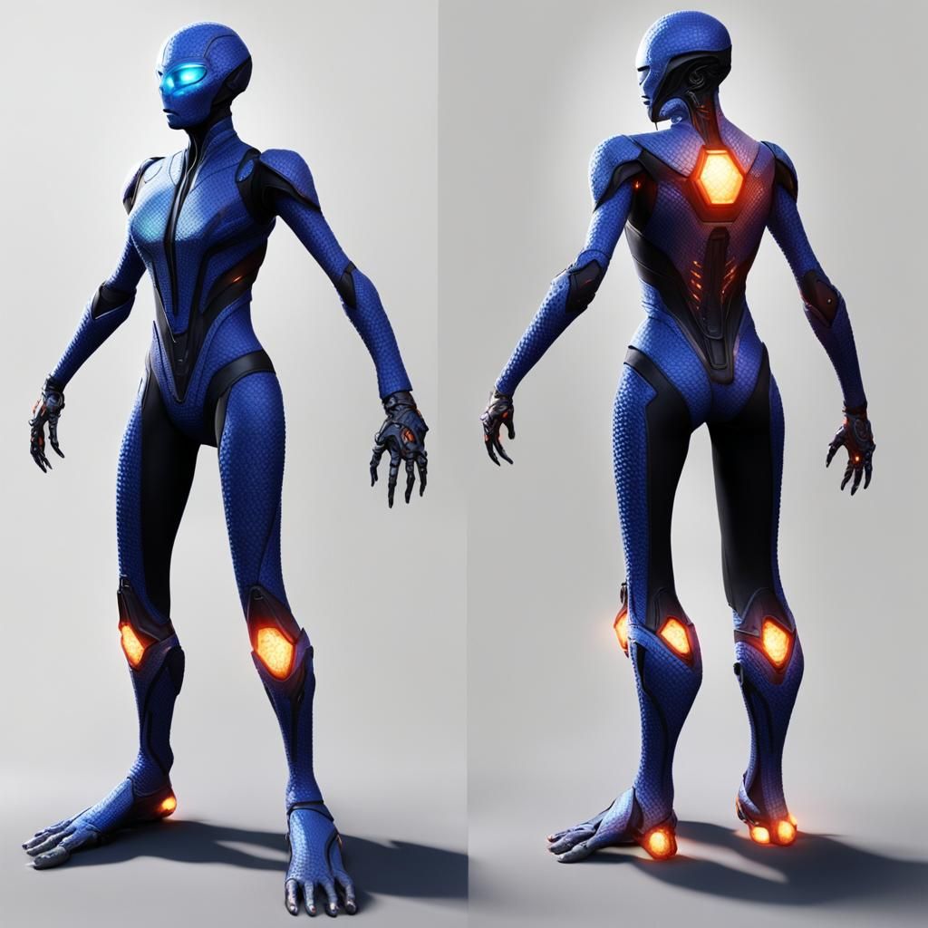 Woman with Living Crystal Fiber Suit in Fantasy Art