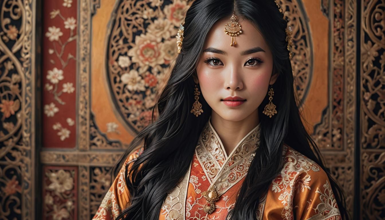 Beautiful Asian Girl Portrait in Photorealistic Style