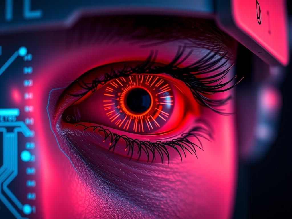 Incredible Biometric imagineer macro retina coloful detailed...