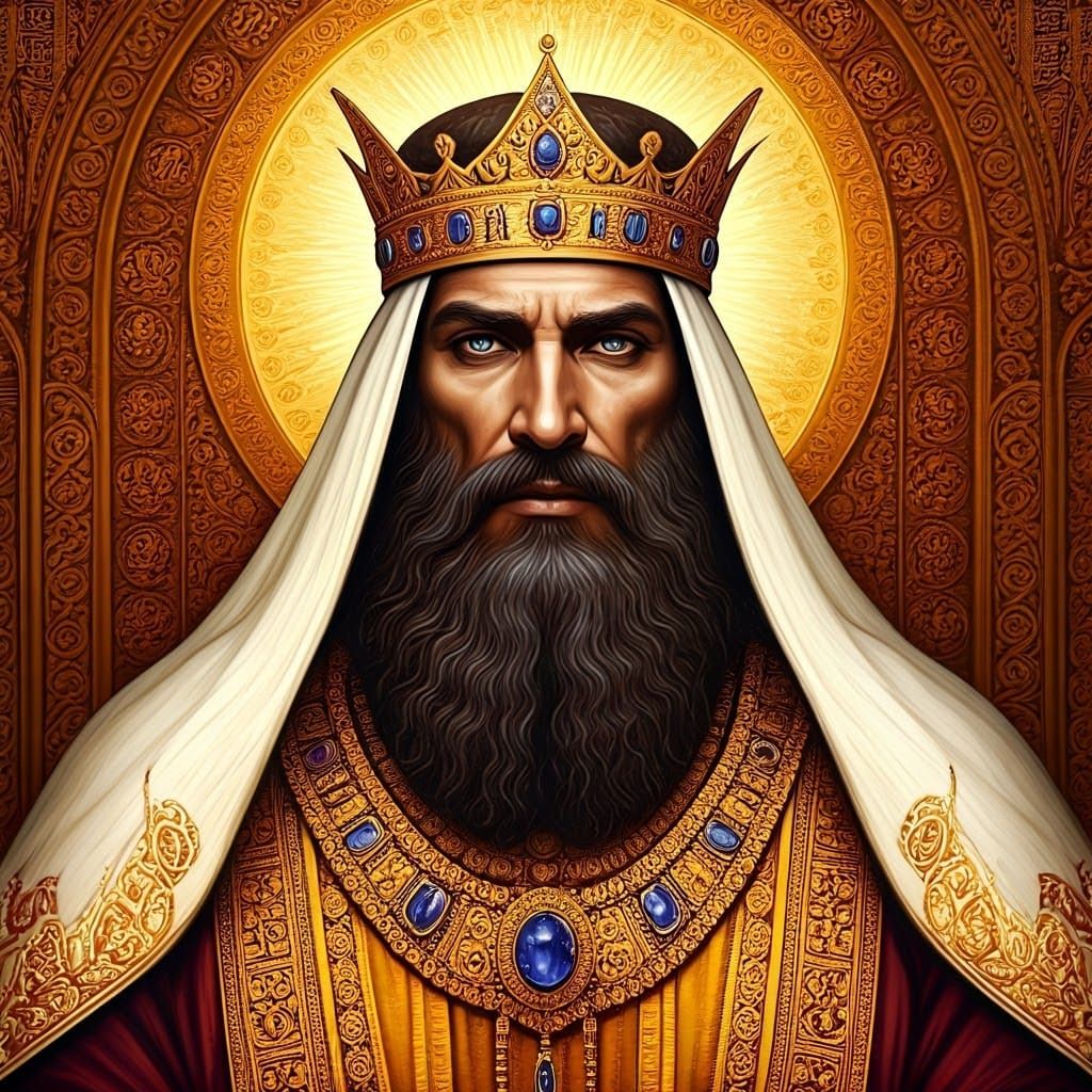 Regal Monarchs in Opulent Attire, Adorned with Golden Eagle ...