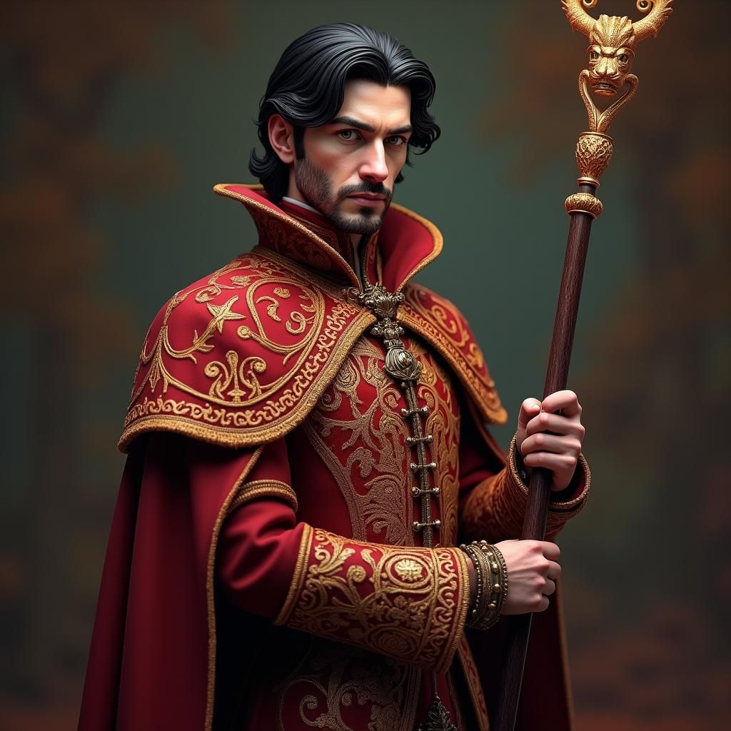 Regal Crown Prince with Wizard Staff: Fantasy Concept Art